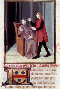 Ein Arzt operiert das Auge seines Patienten. Miniatur aus „Histoire de la medecine“ 16. Jahrhundert von Unknown artist