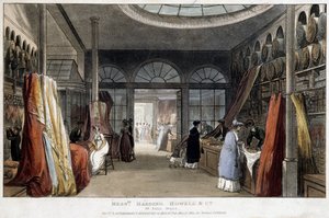 Ein Stoffladen in London (England) - Lithographie um 1800