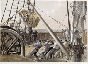 Eine große Punktboje wurde am 2. August 1858 gezeichnet - in „The Atlantic telegraph“ von W. H. Russel, ca. 1860 von Unknown artist