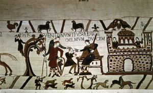 Ein Bote zu Herzog Wilhelm (1027 - 1087) - Teppich von Bayeux, bekannt als Stickerei der Königin Mathilde von Unknown artist