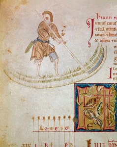 Ein Bauer mäht das Gras, Monat Juni (Miniatur) von Unknown artist