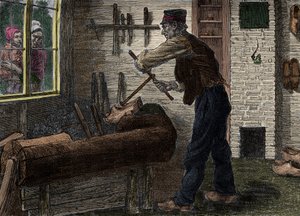 Ein Saboteur bei der Arbeit in seiner Werkstatt in Belgien, in „Le journal de la jeunesse 1888“