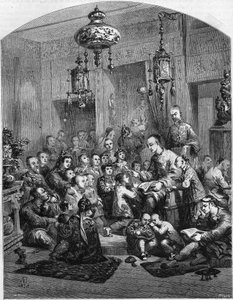 Eine Schule in China im Jahr 1858.