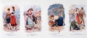 Eine Serie von Vignetten, die die Oper La Wally illustrieren (Lithographie) von Unknown artist