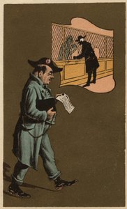 Ein Steuerinspektor, anonyme Chromolithografie, Ende des 19. Jahrhunderts.