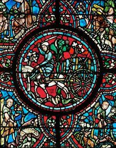 Ein Weinhändler transportiert ein Weinfass, mit starkem Seil an den Wagen gebunden