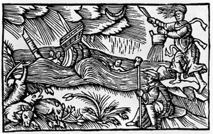 Eine Hexe verursacht einen Sturm nach „Historia de gentis nortentrionalibus“ von Olaus Magnus, Rom 1555 von Unknown artist