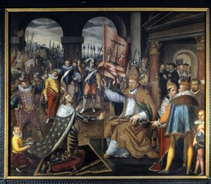 Abschwörung von Heinrich IV. (1553 - 1610) im Jahr 1572 - anonymes Gemälde des 16. Jahrhunderts, Kathedrale von Tournai