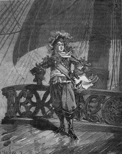 Admiral Tourville (Anne Hilarion de Costentin (Cotentin), Graf von Tourville (1642-1701) auf dem Schiff „Soleil Royal“. Gravur des 19. Jahrhunderts. In „Histoire de France“ von Jules Michelet von Unknown artist