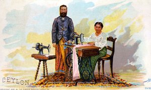 Werbung für Nähmaschinen von Singer, Ceylon (heutiges Sri Lanka). 1892 von Unknown artist