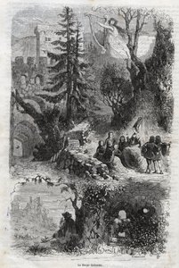 Äolische Harfe - Windharfe - Arpa eolia - Windharfe - Musikinstrument, das vom Wind gespielt wird - Gravur von 1860 von Unknown artist
