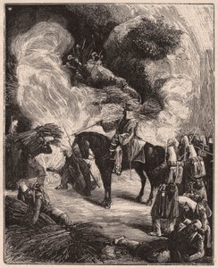 Afrikanische Truppen ersticken Algerier in einer Höhle während der Eroberung des Territoriums von Regence Algier 1844-45