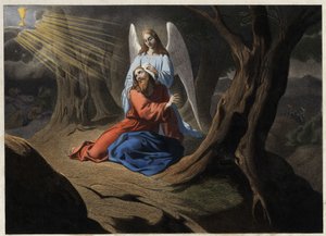 Agonie im Garten - Christi Gebet im Garten Gethsemane. Anonyme Gravur aus der Mitte des 19. Jahrhunderts von Unknown artist