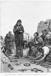 Agrippina die Ältere (14 v. Chr. - 33) bringt die Asche ihres Mannes Germanicus nach Rom, um von Tiberius Gerechtigkeit für seinen Tod zu fordern von Unknown artist