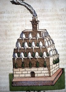 Alchemie: der Athanor. Gravur aus einem Buch von Pietro Andrea Mattioli (1500-1577). Frankfurt. von Unknown artist