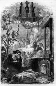 Allegorie der Weißen Schreckensherrschaft in Frankreich 1815 (royalistische Reaktion nach dem Sturz Napoleons gegen Bonapartisten und ehemalige Revolutionäre). Gravur des 19. Jahrhunderts