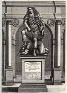 Allegorie, die König Ludwig XIV. (1638-1715) darstellt, wie er seine Feinde zerschmettert. Gravur von J. Frosne aus dem Jahr 1653. Privatsammlung. von Unknown artist