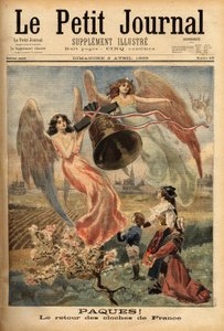 Allegorie zur Feier der Rückkehr der Osterklingeln, mit der Darstellung der Kinder von Elsass und Lothringen (Elsass-Lothringen) in traditionellen Kostümen, während diese Regionen zwischen dem Deutschen Reich, das sie verwaltet, und Frankreich umstritten s von Unknown artist