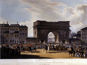 Die Alliierten zogen am 31. März 1814 in Paris ein (Russland Alexander I., der österreichische Kaiser Franz I. und der preußische König Friedrich Wilhelm III.) (1826) von Unknown artist