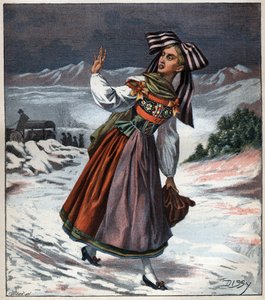 Elsässische Frau in regionaler Tracht, Gravur von 1892