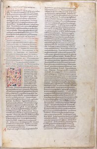 Eine illuminierte Seite aus der Bibel des 11. Jahrhunderts