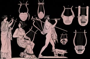 Antikes griechisches Musikinstrument: Lyra und Kithara von Unknown artist