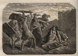 Antikes Rom - Bestrafung der Tarpeia - Gravur von Unknown artist