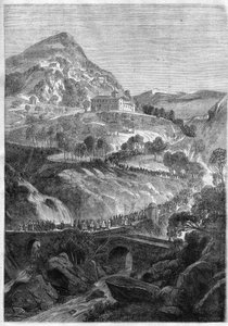 Jährliche Wallfahrt am 21. März zum Kloster St. Benedikt auf dem Monte Cavo (Colli Albani) bei Rom - Kupferstich von 1868 von Unknown artist