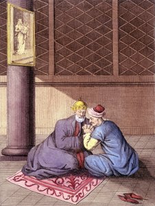 Armenischer Bischof hört die Beichten eines Mannes.