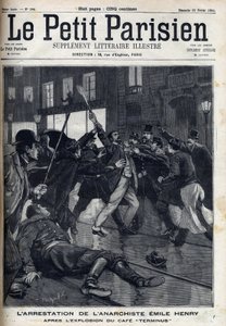 Verhaftung des Anarchisten Emile Henry (1872-1894) nach der Explosion des Cafés „Terminus“ in Paris. Gravur in „Le Parisien“ von Unknown artist
