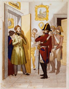 Verhaftung des Patrioten Federico Confalonieri (1785-1846) durch italienische Truppen. Gravur des 19. Jahrhunderts von Unknown artist
