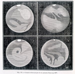 Teleskopische Ansichten des Planeten Mars im Jahr 1877 - in „Populäre Astronomie“ von Camille Flammarion, ed. Marpon & Flammarion von Unknown artist