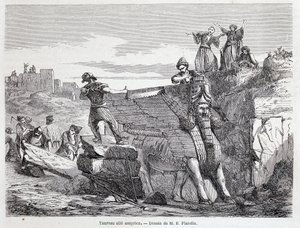 Assyrischer geflügelter Stier auf dem Gelände von Ninive - in „Tour du monde“ 1. Halbjahr 1863 von Unknown artist