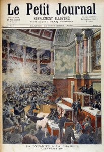 Anschlag im Abgeordnetenhaus. Explosion verursacht durch eine Bombe des Anarchisten Auguste Vaillant (1861-1894). in „Le Petite journal“, 23.12.1893 von Unknown artist
