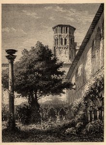 Augustinerkloster (Toulouse) - Der Kreuzgang der Augustiner in Toulouse - Gravur in "PATRIE - BESCHREIBUNG DER MALERISCHEN FRANKREICH IN 6 BÄNDEN VON LUCIEN HUARD - Ende des 19. Jahrhunderts"
