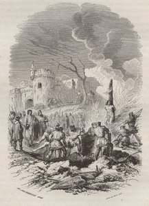 Baldwin V., Graf von Flandern (1012-1067), stellt die Polizei in seinen Staaten wieder her - Gravur von 1868 in „Histoire de Belgique von den frühesten Zeiten bis zum Ende der Herrschaft von Leopold I.“ von Théodore Juste (1818-1888) - Private Sammlung