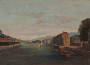 Ufer der Isère in Grenoble 1864 von Unknown artist