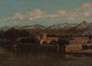 Ufer der Isère in Grenoble, Bergblick