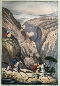 Schlacht am Teniah von Mouzaïa, am Atlasgebirgspass zwischen französischen Truppen und arabischem Widerstand von Unknown artist