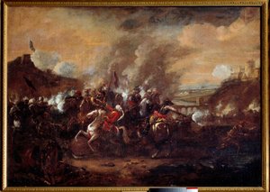 Schlacht von Wien: Die Aufhebung der Belagerung Wiens durch die Türken im September 1683. Sieg der Truppen der christlichen Koalition unter der Führung von Johann III. Sobieski, Leopold I. und Karl von Lothringen. Anonymes Gemälde des 17. Jahrhunderts. Nan