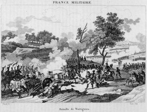 Schlacht von Wattignies: Jourdan und Carnot gewannen den Sieg zur Entsperrung der von den Österreichern belagerten Stadt Maubeuge, Oktober 1793. Gravur des 19. Jahrhunderts von Unknown artist