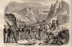 Schlacht an den Kaudinischen Gabeln - Schlacht an den Kaudinischen Gabeln (Furculae Caudinae) - 321 v. Chr. zwischen den Römern und den Samniten während des Zweiten Samnitenkriegs - Zweiter Samnitenkrieg, Schlacht an den Kaudinischen Gabeln 321 v. Chr., da von Unknown artist