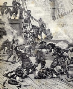 Schlacht auf einem Boot - Jean Bart. von Unknown artist