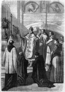 Segnung der Eier am Ostersonntag in der Abtei von Solesmes (Sarthe) im Jahr 1868
