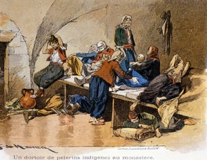 Bethlehem. Ein Pilger-Schlafsaal im Kloster. 19. Jahrhundert.