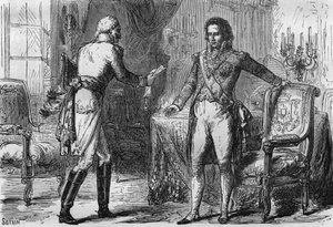Verrat von Bernadotte - Jean Baptiste Jules Bernadotte (1763-1844) empfängt einen Gesandten (Geheimagenten) aus Preußen in Stockholm, Schweden am 18. Dezember von Unknown artist