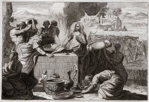 Royaumont-Bibel, Altes Testament: Lot trennt sich von Abraham. Ein Streit entbrannte zwischen den Hirten von Abraham und Lot, und sie trennten sich voneinander, und Lot zog nach Sodom. Illustration von 1811. von Unknown artist