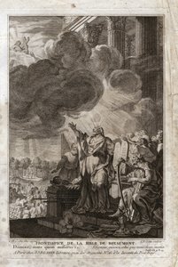 Bibel von Royaumont, Altes Testament: Moses spricht zu Gott („Herr, sende wen du senden musst“). Frontispiz. Illustration von 1811.