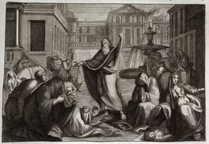 Bibel von Royaumont, Altes Testament: Buße der Niniviten. Die Einwohner von Ninive tun alle Buße auf die Predigt des Propheten Jona hin. Illustration von 1811. von Unknown artist