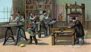 Buchbinderei: Chromolithographie Ende des 19. Jahrhunderts